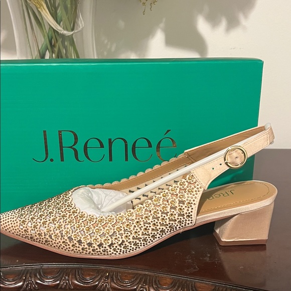 J.Renee Sparkling Gold Slingback Heels - Picture 4 of 7
